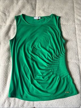 Calvin Klein Women's Emerald Green Sleeveless Ruched Tank